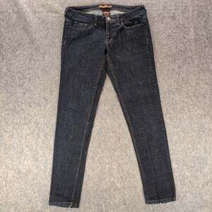 2BWU Jeans Juniors 7 Y2K Dark Blue Skinny Stretch Cotton Low Rise Embroidered